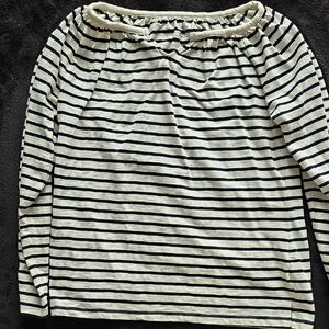 Talbots Black and White Striped Blouse